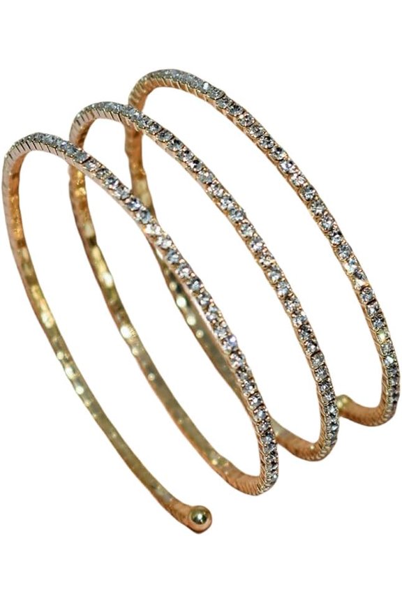 Rhinestone Arm Cuff Jewelry for Women Multilayer Arm Sparkling Rhinestone Bracelet Upper Arm Jewelry Crystal Bangle Strand Wrap Bracelet Silver Prom Bridal Bangle for Party Bride Wedding