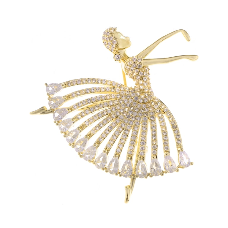 Rhinestone Ballet Dancer Brooches Fashion Crystal Tone Brooch Pins Elegant  Dress Accessories Jewelry Wedding Christmas Valentine's Day Gifts, Gold -  Walmart.com