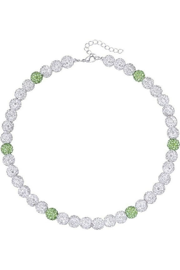 Rhinestone Baseball Bead Necklace - Bling Ice Collection Baseball Chain Necklace - Inspired Gift for Women Men