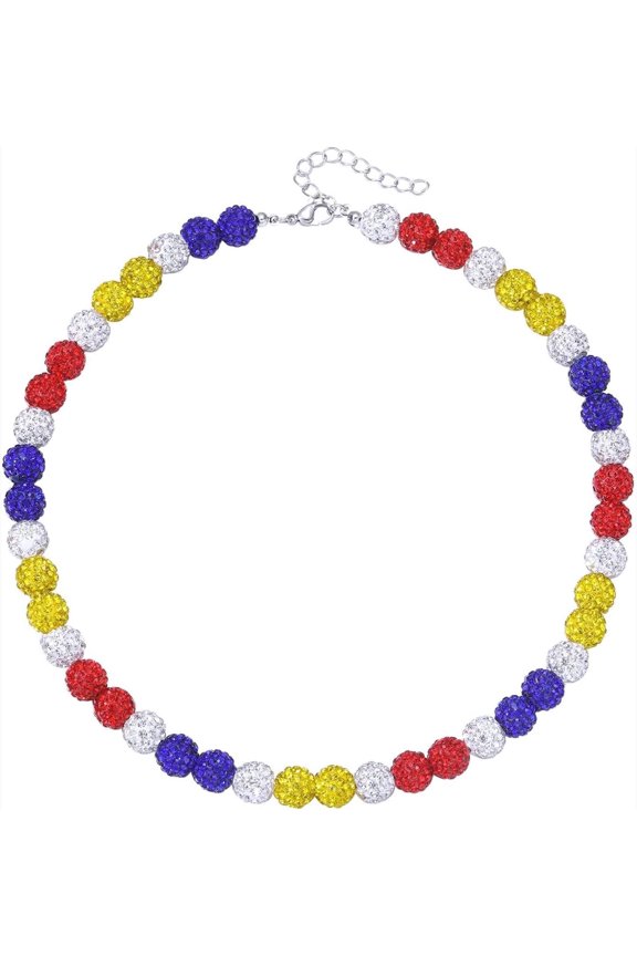 Rhinestone Baseball Bead Necklace - Bling Ice Collection Baseball Chain Necklace - Inspired Gift for Women Men