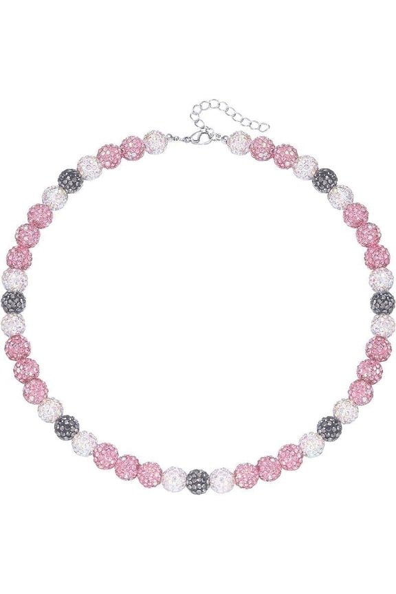 Rhinestone Baseball Bead Necklace - Bling Ice Collection Baseball Chain Necklace - Inspired Gift for Women Men