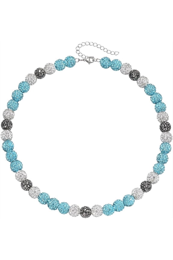 Rhinestone Baseball Bead Necklace - Bling Ice Collection Baseball Chain Necklace - Inspired Gift for Women Men