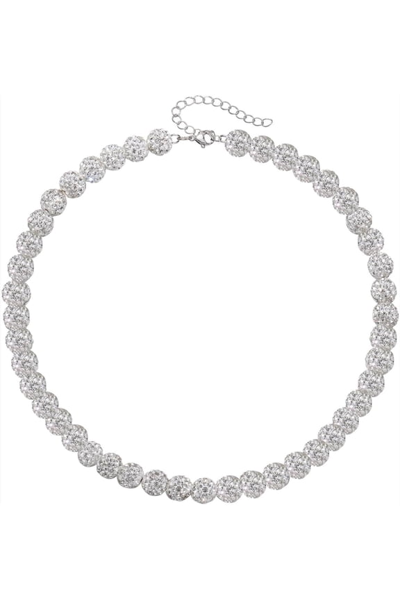 Rhinestone Baseball Bead Necklace - Bling Ice Collection Baseball Chain Necklace - Inspired Gift for Women Men