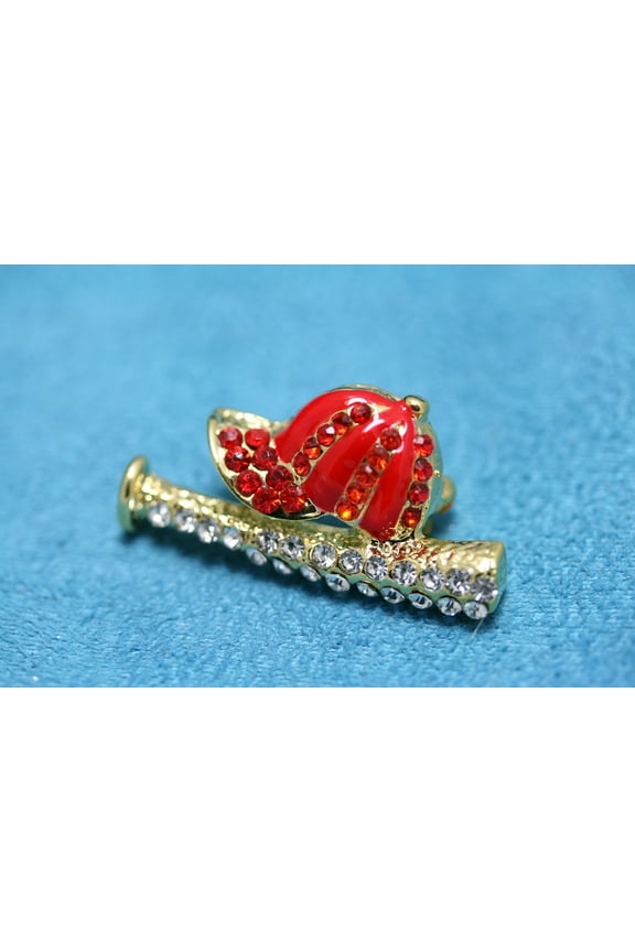 Rhinestone Baseball Cap Bat Sports Pin Brooch Jewelry Pin, Crystal Baseball Cap Bat with Hat Pin, Baseball Jewelry