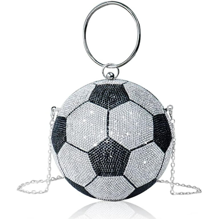 Rhinestone Basketball Clutch Purse for Women Girls Diamond Basketball Shape Handbag Bling Wristlet Purse