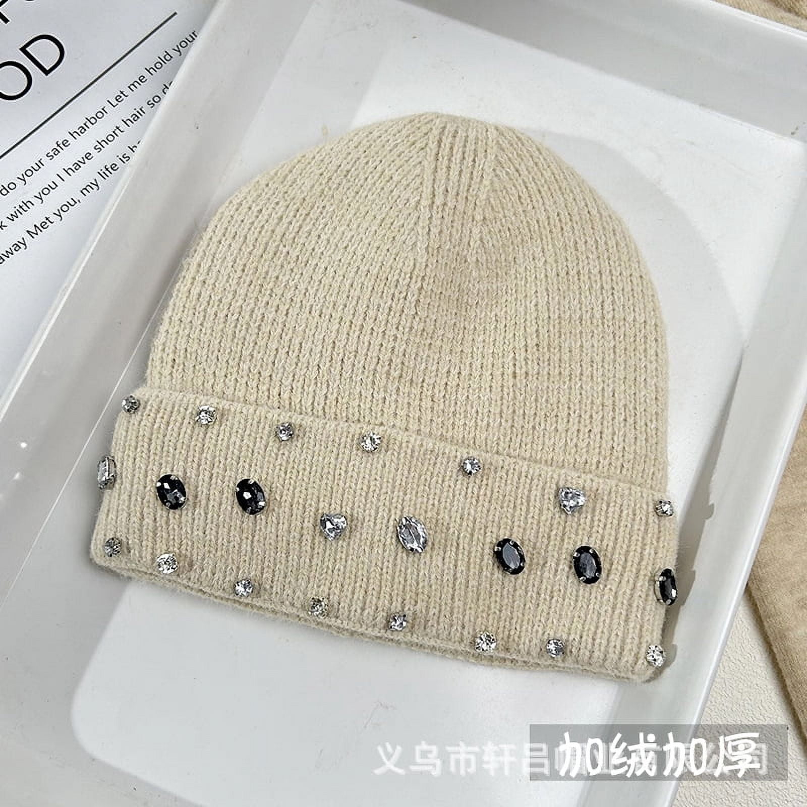 Fall Winter? Custom Beanie Skully Winter Hat Cap Designer in Beige or Black Gift ACCEHUT Unisex Beanie, Cozy Winter Ski Cap, Stretchy Cuffed  main image 3