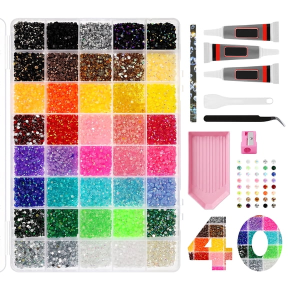 Bedazzling Kit 32000pcs, Resin Flat Back Rhinestones with Glue and Tools for Nail Art, Phone Cases, and DIY Craft Decor
