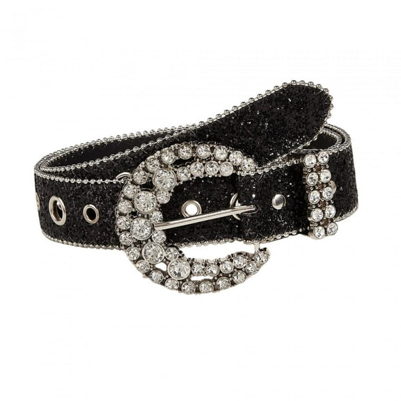 Rhinestone Belt Bling for Women for Jeans Dress Western Cowgirl Sequin Belt Black