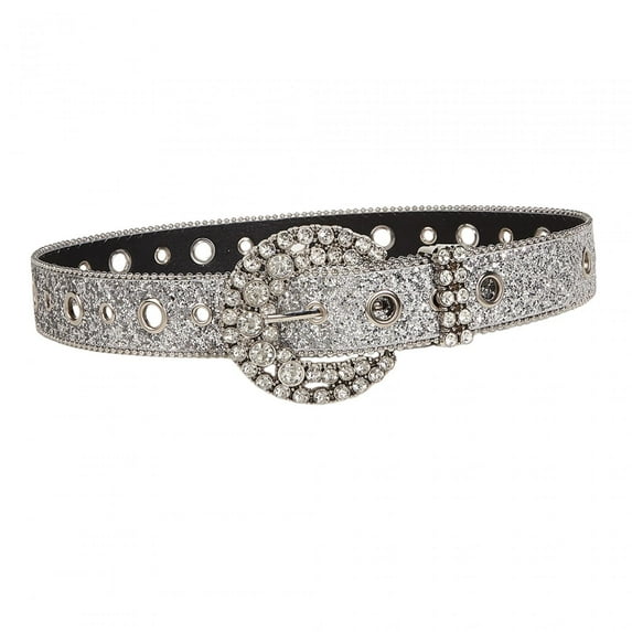 Rhinestone Belt Bling for Women for Jeans Dress Western Cowgirl Sequin Belt Silver