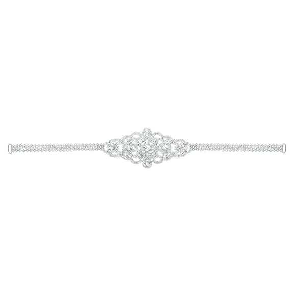 Rhinestone Belt Crystal Applique Bridal Wedding Dress Applique Beaded Sequin Embellishments for Women, Silver