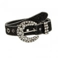 thumbnail image 1 of Rhinestone Belt PU Leather Belt Costume Accessories Cowgirl Cowboy Metal Prong Buckle Sequin Belt Waist Belt for Dress Skirts Jeans Trousers Black, 1 of 8
