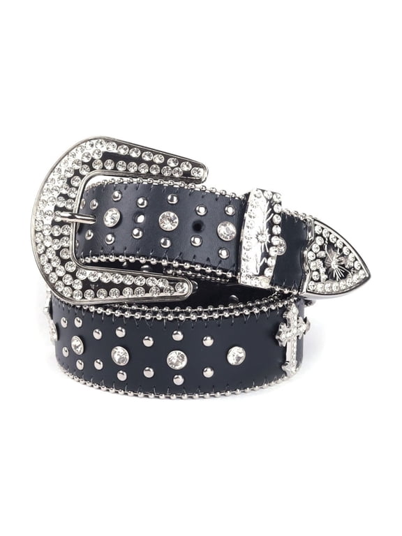 Men's and Women's Western Belt Rhinestone Cross Design