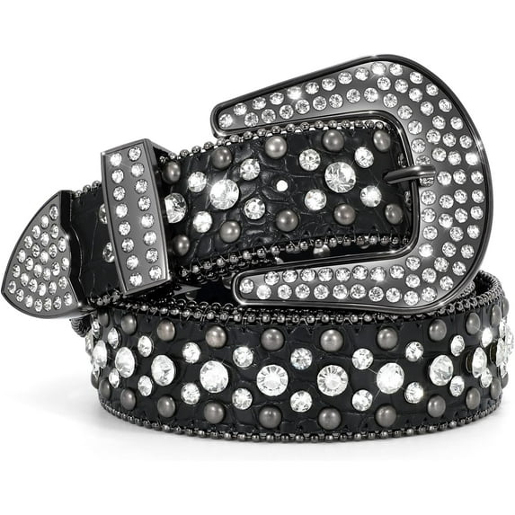 Rhinestone Belt for Women and Men Ladies Weatern Cowgirl Cowboy Bling Belt for Jeans Pants Dress