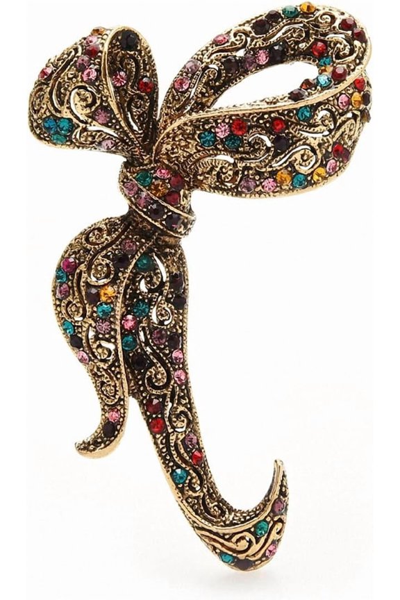 Rhinestone Black Flower Brooches Women Vintage Antique Silver Brooch Pin Elegant Exquisite Broches