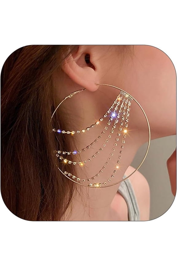 Rhinestone Bling Hoop Earrings for Women Rhinestone Hoop Cystal Earrings Gold Silver Prom Big Hoop Earring for Party Wedding Gifts for Bridal Bridesmaid[v359]