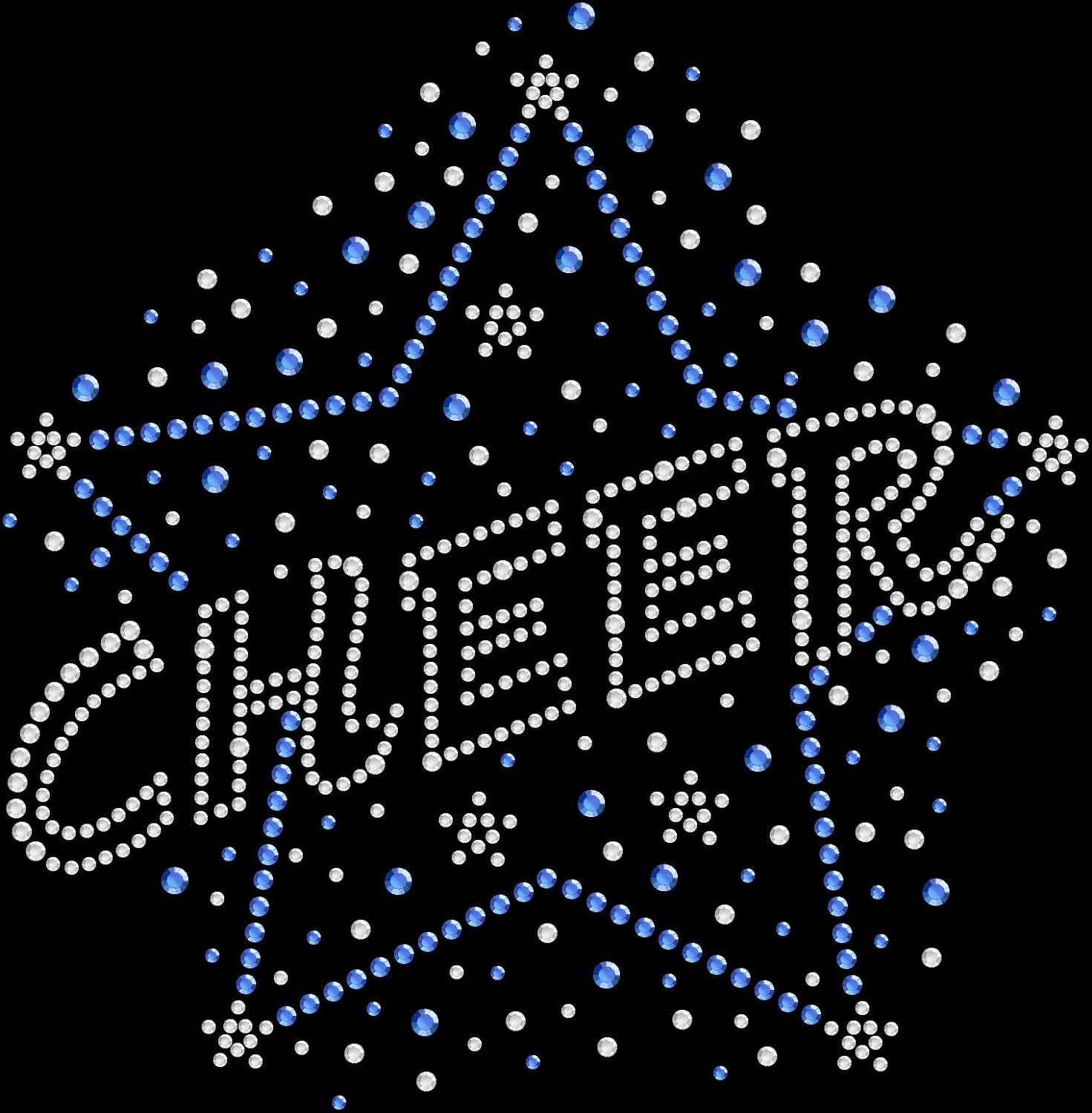 Rhinestone Bling Iron On Transfer DIY Cheer Star Cheerleading Blue