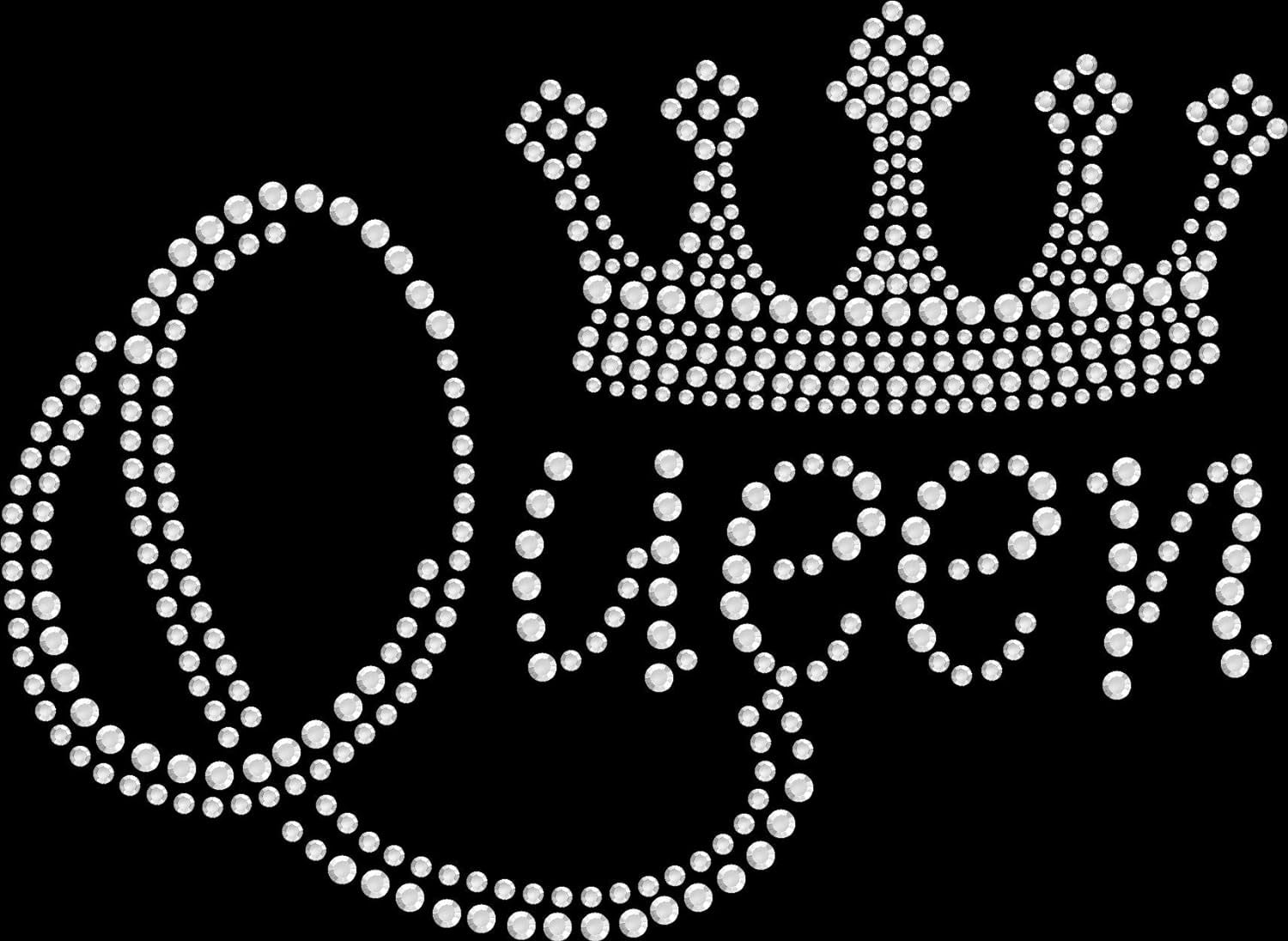 Rhinestone Bling Iron On Transfer DIY Queen Crown White