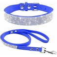 thumbnail image 1 of Rhinestone Bling Leather Dog Collar and Leash Set, Cute Dazzling Sparkling Soft Velvet Dog Cat Collar Crystal Diamond Puppy Collar, 1 of 5