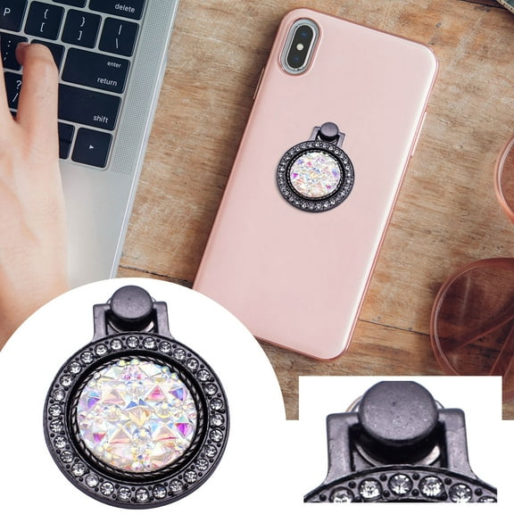 Rhinestone Bling Phone Ring Holder, 360° Rotation Finger Grip Kickstand, Universal Metal Phone Ring for All Smartphones