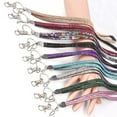 thumbnail image 1 of Rhinestone Bling Shiny Custom Lanyard ID Badge Cellphone Key Holder Ring,Purple, 1 of 7