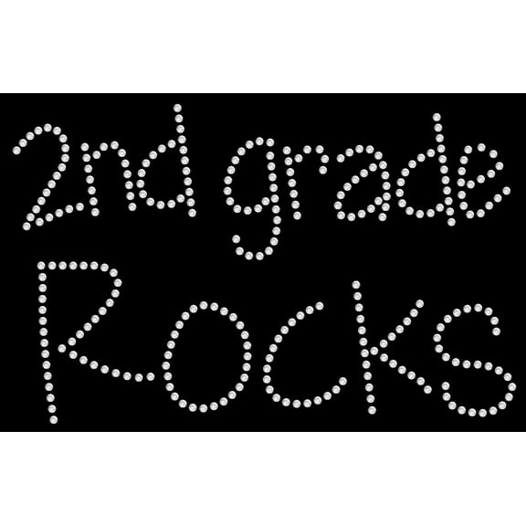 Rhinestone Bling Sparkle Iron On Transfer DIY 2nd Grade Rocks School