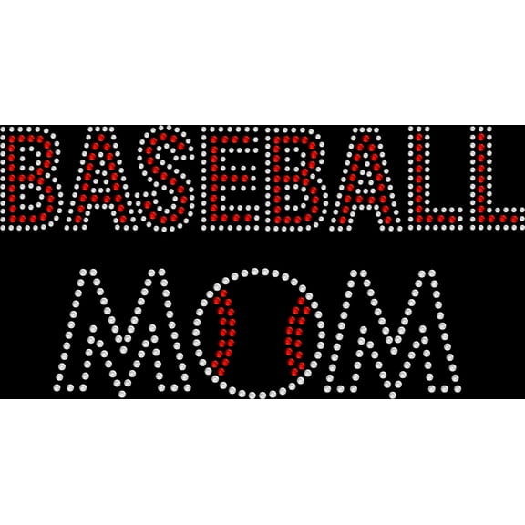 Rhinestone Bling Sparkle Iron On Transfer DIY Baseball Mom Ball Red