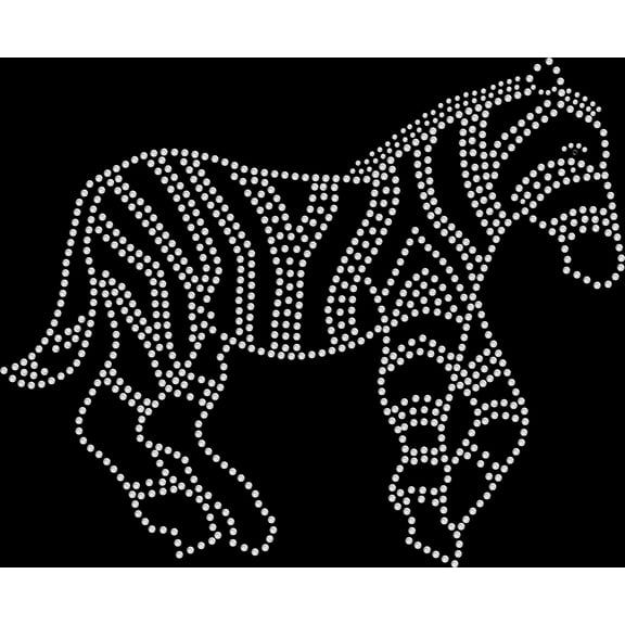 Rhinestone Bling Sparkle Iron On Transfer DIY Crystal Silver Zebra