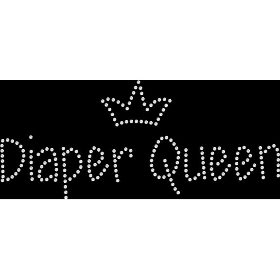 Rhinestone Bling Sparkle Iron On Transfer DIY Diaper Queen Funny Humor