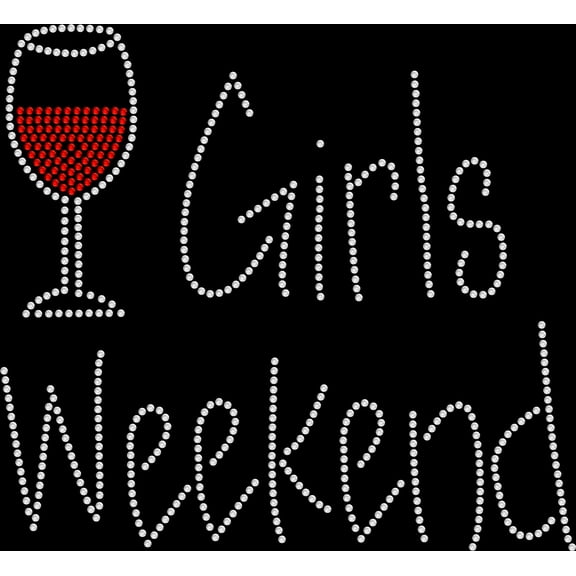 Rhinestone Bling Sparkle Iron On Transfer DIY Girls Weekend Wine Glass