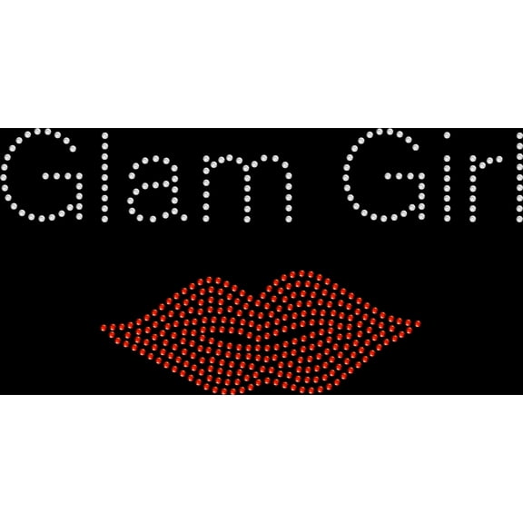 Rhinestone Bling Sparkle Iron On Transfer DIY Glam Girl Red Lips