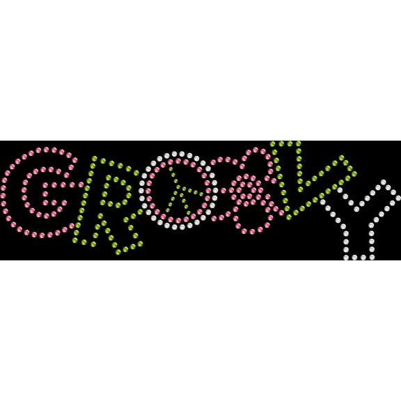 Rhinestone Bling Sparkle Iron On Transfer DIY Groovy Peace Flower