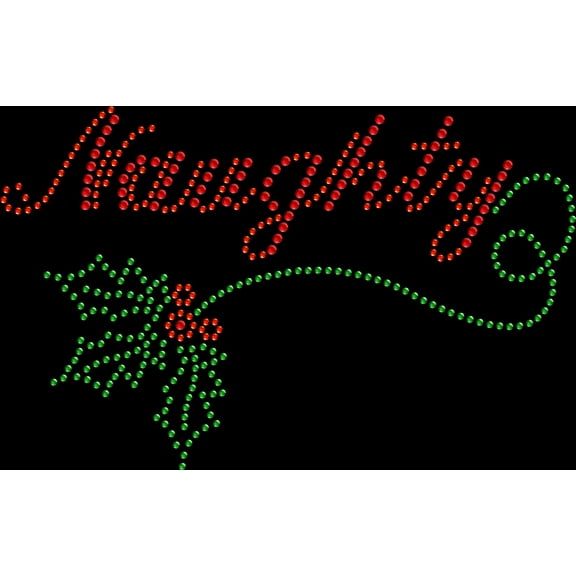 Rhinestone Bling Sparkle Iron On Transfer DIY Naughty Christmas Red Green