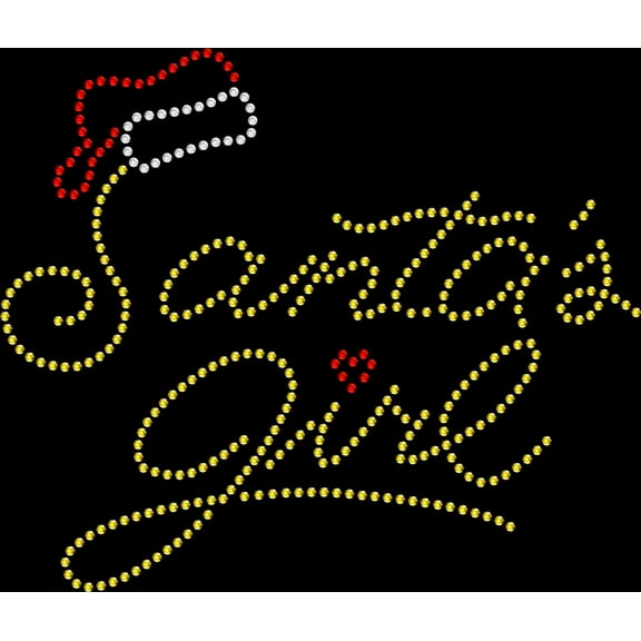 Rhinestone Bling Sparkle Iron On Transfer DIY Santas Girl Christmas Hat