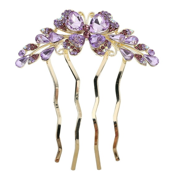 DRAFIDEEP Purple Butterfly Hair Clips Rhinestone Side Hair Comb Purple 1Set