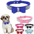 thumbnail image 1 of Rhinestone Bowtie Small Dog Collar, Diamond Puppy Collars Bow Crystal Bling Jeweled Glitter Girl Female Adjustable for XXSmall X-Small Small Medium Large Dogs, 1 of 7