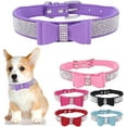 thumbnail image 1 of Rhinestone Bowtie Small Dog Collar, Diamond Puppy Collars Bow Crystal Bling Jeweled Glitter Girl Female Adjustable for XXSmall X-Small Small Medium Large Dogs, 1 of 6