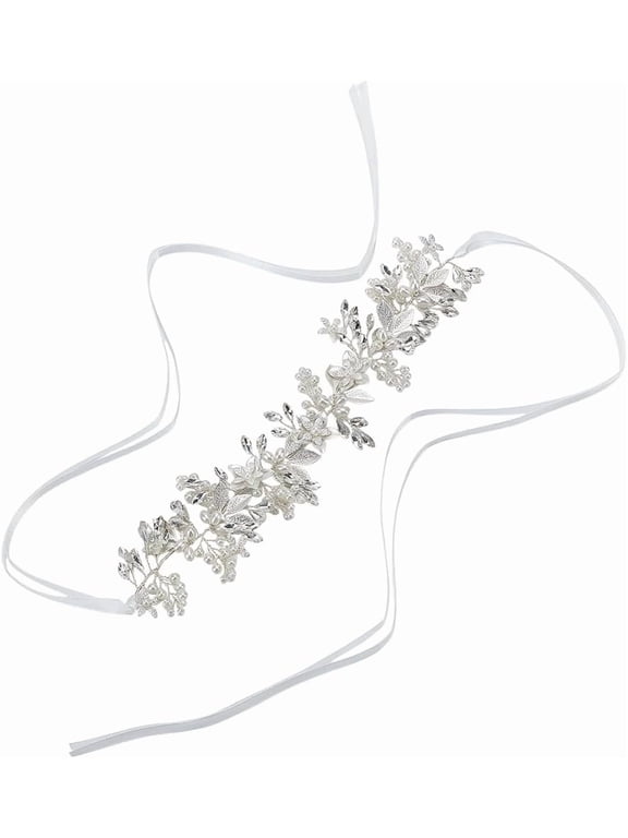 Rhinestone Bridal Belts Brass Rhinestone Wedding Belt for DIY Banquet Dress Decoration Flower Polyester Sparkly Pearl Dress Sash Glitter Wedding Dress Belts for DIY Bridal Gowns