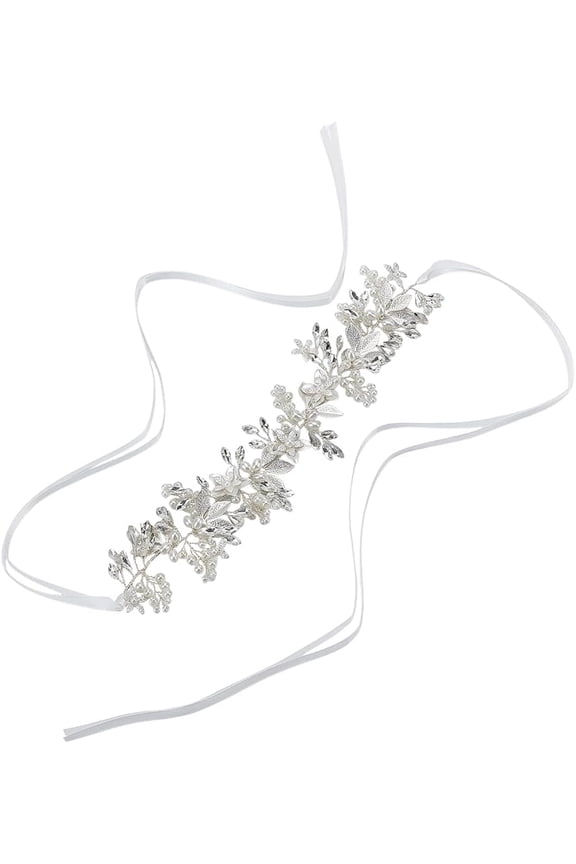 Rhinestone Bridal Belts Brass Rhinestone Wedding Belt for DIY Banquet Dress Decoration Flower Polyester Sparkly Pearl Dress Sash Glitter Wedding Dress Belts for DIY Bridal Gowns