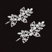Rhinestone Bridal Hair Clips2PCS Leaf Wedding Hairpin Bride Pearl Crystal Hair Clips Silver Rhinestone Barrette Elegant Bridal Hair Accessories