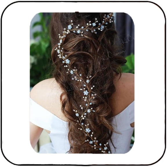 Rhinestone Bridal Hair Vine Rose Gold Crystal Wedding Headpieces Opal Hair Pieces Long Hair Accessories for Women and Bride