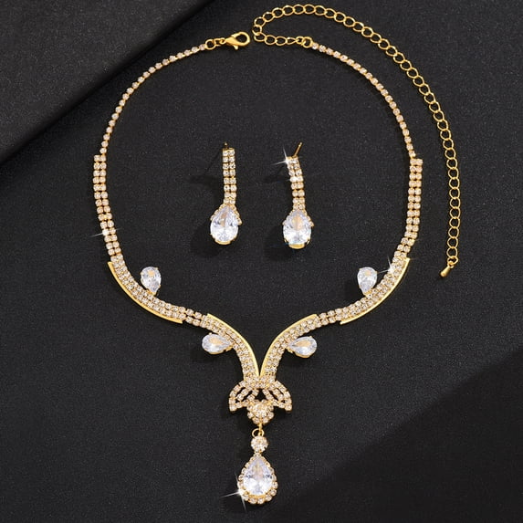Rhinestone Bridal Jewelry Set,Vintage Crystal Prom Necklace Earrings Set Bride Wedding Jewelry Dress Accessories for Women Party Outfits