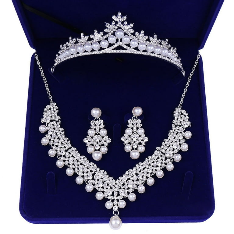Rhinestone Bridal Jewelry Sets for Women Necklace and Earrings Set