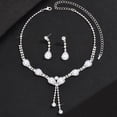 thumbnail image 1 of Rhinestone Bridal Wedding Jewelry Set Silver Necklace Earrings Sets Flower Formal Prom Costume Jewelry Sets for Women and Brides, 1 of 8