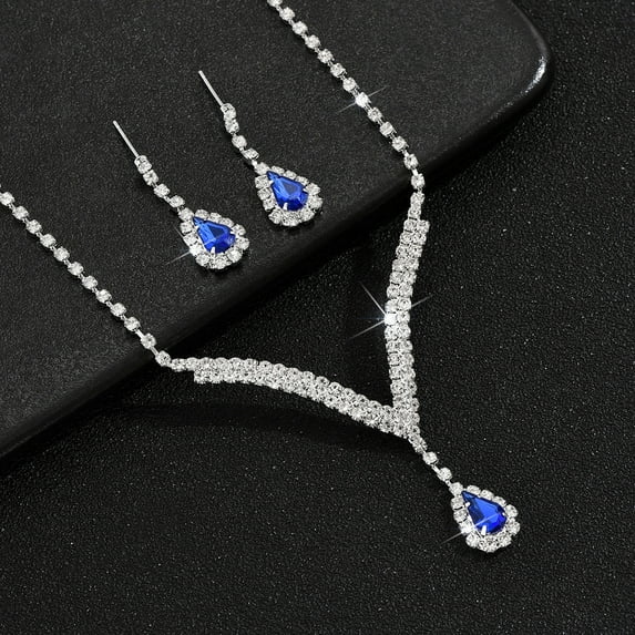 Rhinestone Bridal Wedding Jewelry Sets Gold Necklace Earrings Set Leaf Prom Formal Costume Jewelry Set for Women and Brides