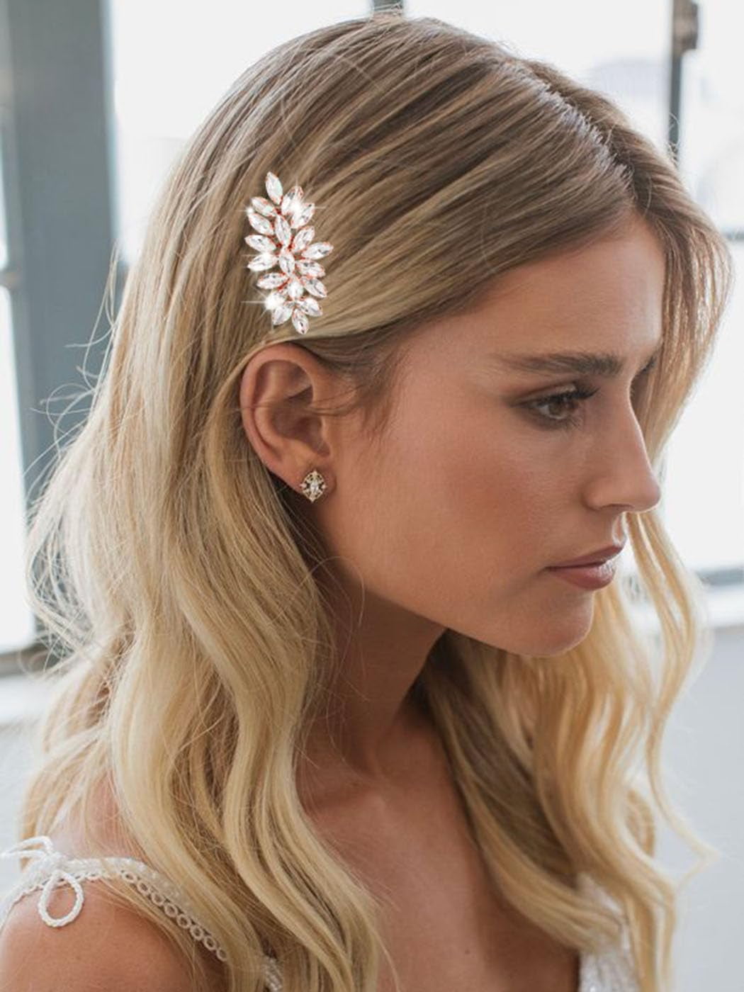 Crystal Bridal Headpiece Silver Wedding Hair Accessories for Bridesmaids Prom Amazon.com : Latious Crystal Wedding Hair Comb Silver  main image 4