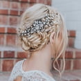 thumbnail image 1 of Rhinestone Bride Wedding Hair Comb Crystal Hair Piece Pearl Bridal Hair Accessories for Women HC136 (Gold), 1 of 4