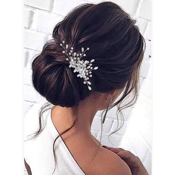Rhinestone Bride Wedding Hair Comb Silver Bridal Headpiece Crystal Hair Accessories Hair Piece Jewelry for Women and Girls