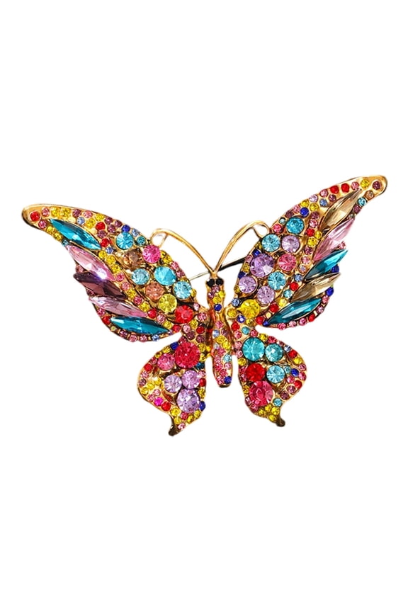 Rhinestone Butterfly Brooch Pin - Elegant Lapel Pin for Women's Dresses, Blazers, and Jackets, Multi-Color Sparkling Corsage Accessory for Daily Wear and Special Occasions