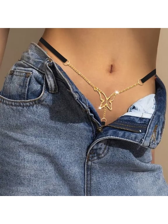 Rhinestone Butterfly Crystal Chain Thong Panties G String Rhinestone Thong Panty Bikini Chain for Women Party