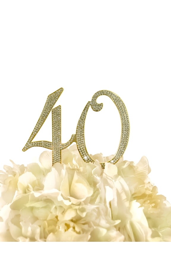 Rhinestone Cake Topper - Number 40 - Gold